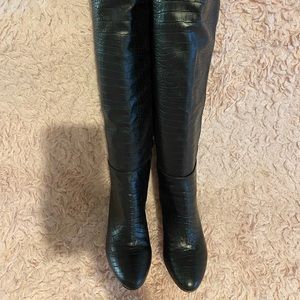 Steve Madden croc leather knee high boots
